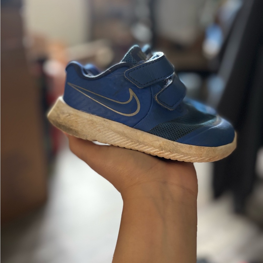 Nike Blue Sneakers with Velcro Strap and Gum Sole
